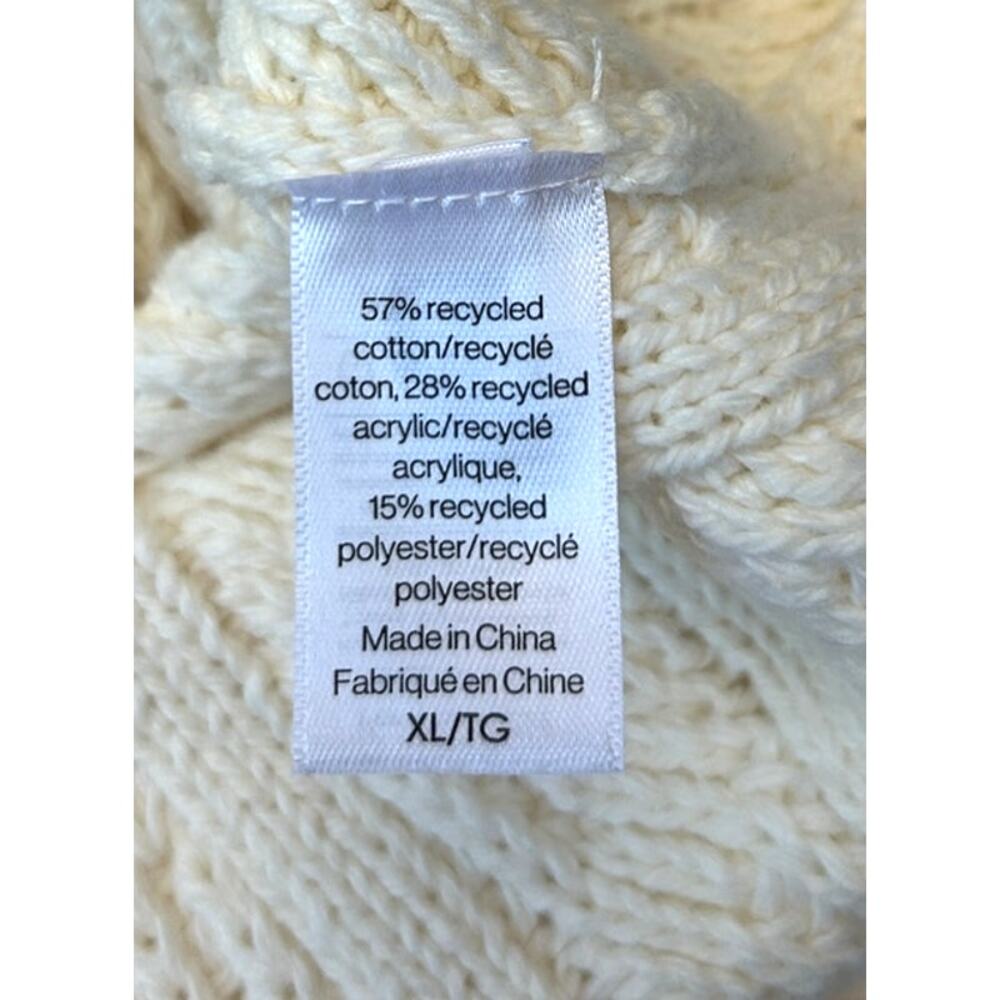 Eberjey Women's Cable Knit Recycled Cotton Sweater Size XL Cream Crewneck NWT - Picture 9 of 9
